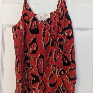Vintage silk camisole, red leopard print, size XS